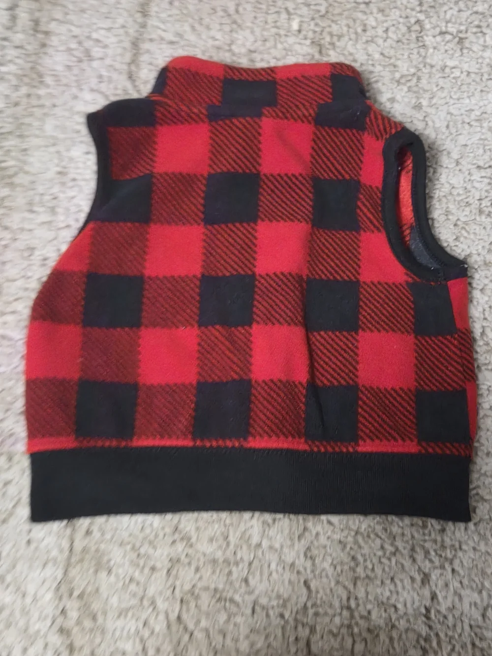 Carter's Red & Black Buffalo Plaid Fleece Vest - Infant Size 3 MONTH